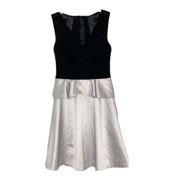Karen Millen Dresses & Skirts - Karen Millen Black Gray Satin Pleated Peplum Sleeveless Dress Size US8 UK12